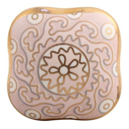 Pink Square Ceramic Floral Wine Stopper